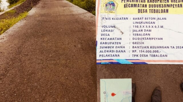 Warga Geram !!! Di Duga Anggaran BK Tahun 2024 di Manipulasi , Rabat Beton Jalan Tembus Tak Kunjung Selesai di Desa Tebaloan