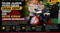 Polsek Jajaran Polres Gresik Gerak Cepat Ungkap Begal dan Curanmor, Motor Korban Langsung Dikembalikan