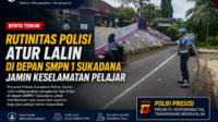 Rutinitas Polisi Atur Lalin di Depan SMPN 1 Sukadana Jamin Keselamatan Pelajar