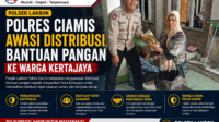 Polsek Lakbok Polres Ciamis Awasi Distribusi Bantuan Pangan ke Warga Kertajaya