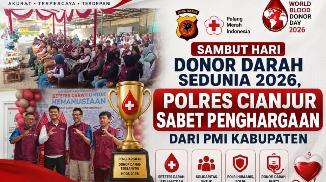 Sambut Hari Donor Darah Sedunia 2026, Polres Cianjur Sabet Penghargaan dari PMI Kabupaten