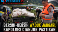 Bersih-Bersih Waduk Jangari, Kapolres Cianjur Pastikan Penanganan Eceng Gondok Berjalan Maksimal