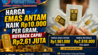 Harga Emas Antam Naik Rp10.000 per Gram, Buyback Capai Rp2,61 Juta